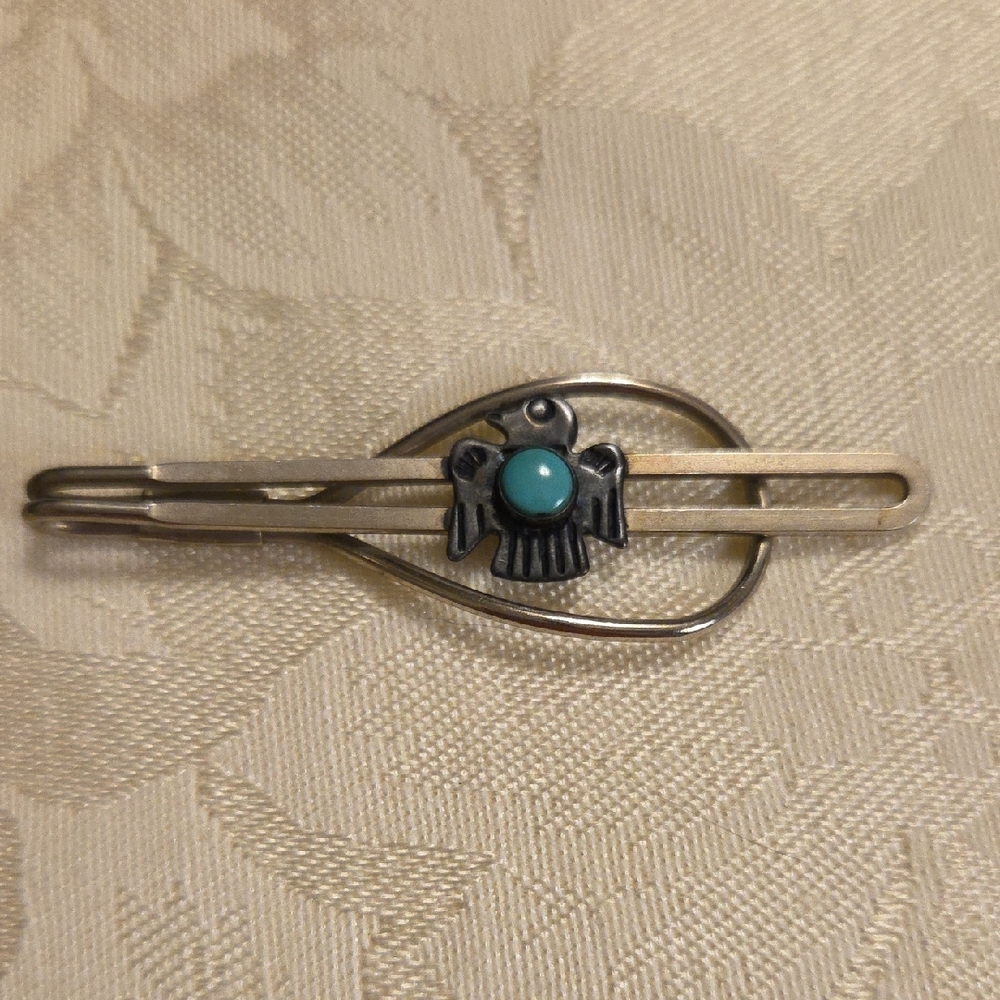 Vintage Silver & Turqoise Native Clip